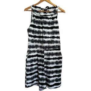 New York & Company Black and White Tie-Dye Romper